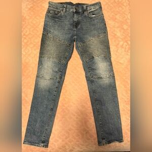 True Religion Geno Moto Relaxed Slim Jeans Mens Size 34 Blue Denim Bottoms